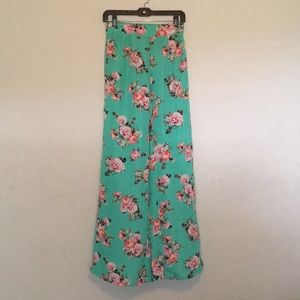 Flowered Wide Leg Dress Pants
